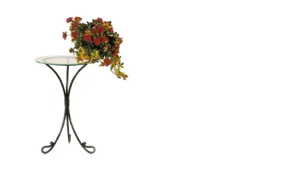 Tavolino Cigno in ferro battuto con top in vetro di Florentiabed