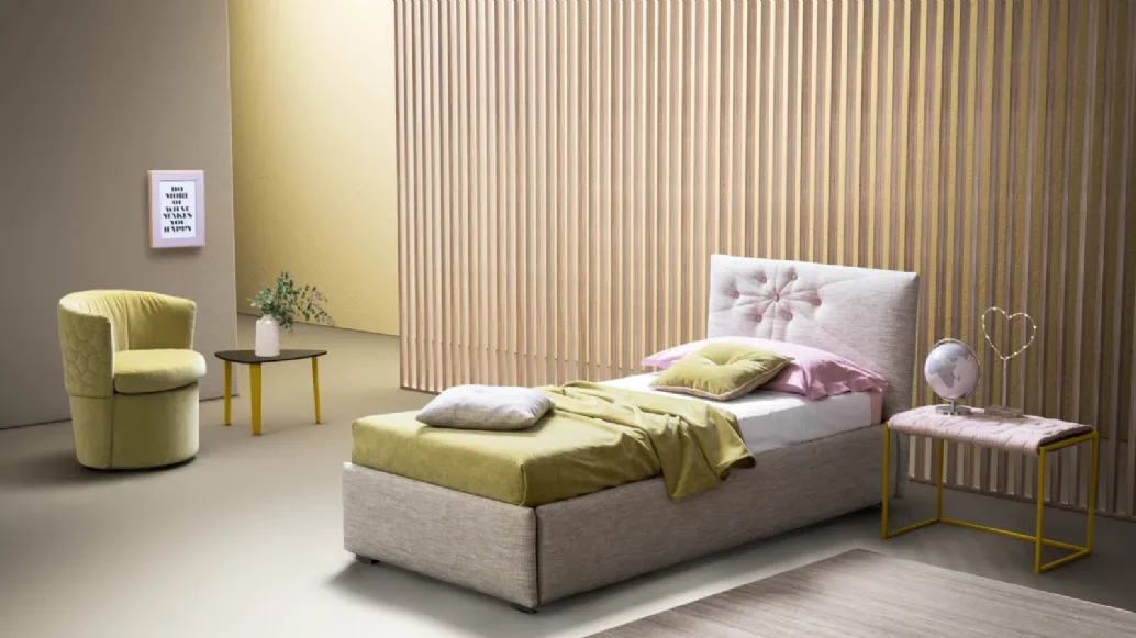 Letto moderno singolo imbottito Bloom di Bside