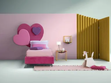 Letto moderno singolo con testiera a forma di cuore Sweet di Bside